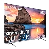 Cecotec TV QLED 65' Smart TV V1 -Serie VQU10065. 4K UHD, Android 11, Frameles Design, MEMC, Dolby Vision und Dolby Atmos, Wide Farb Tannel, Modell 2023