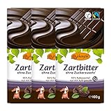 Birkengold Zartbitter Schokolade 3x100g | Schokolade ohne Zuckerzusatz | 55% Kakaoanteil | nur mit europäischem Xylit gesüßt | Fairtrade | vegane Schokolade ohne Zuck