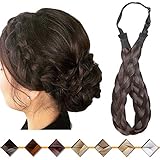 Silk-co Damen Haarband 5 Stränge Dunkelbraun, Kunsthaar geflochtenes Stirnband, elastisches Haarband für Damen und Mädchen Hochzeit Vintage, mit Haargummi Haarteil Braids Extensions 2.5cm b