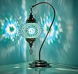 Demmex 2019 Türkische marokkanische Mosaik-Tischlampe Nachttischlampe Nachttischlampe Tiffany Nachttischlampe für USA, Türkis, Blaugrün, Grü