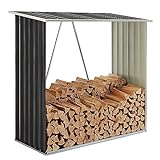 Juskys Holzunterstand Enno für Brennholz außen - Kaminholzregal aus Stahl - Unterstand für Kaminholz aus Metall in Anthrazit - Brennholzreg