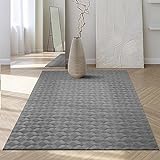 Mia´s Teppiche Rosy - stilvoller 3D Teppich mit Anti-Rutsch-Rücken, flauschig, rutschfest und pflegeleicht, Anthrazit, 140 x 200
