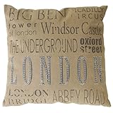 Mendler Deko-Kissen London, Sofakissen Zierkissen mit Füllung, braun Glitzersteine 45x45