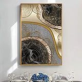 KADING Abstraktes Wandkunstbild, goldener Jahresring, Leinwandgemälde, großer Druck und Poster, Dekoration für Wohnzimmer, Schlafzimmer, Dekor, 60 x 90 cm (24 x 35 Zoll), I