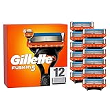 Gillette Fusion 5 Rasierklingen, 12 Ersatzklingen für Nassrasierer Herren mit 5-fach Kling