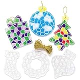 Baker Ross AX570 Kristall-Mosaik-Dekorationen, Weihnachten, Acryl, Festliche Sonnenfänger für kreative Kunst- und Bastelaktivitäten, zum Basteln und Dekorieren, Packung mit 10 Stück