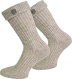 Socken kurz oder Lang für Trachten Lederhose Farben frei wählbar Farbe Naturmelange mit Edelweiß-Anstecker Größe 39/42