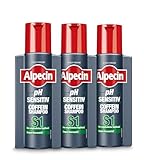 Alpecin pH Sensitiv Coffein-Shampoo S1 – 3 x 250 ml – Haarshampoo für Männer bei trockener, gereizter, juckender Kopfhaut | Kopfhaut-Pflege gegen H