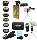 Handy Objektiv Linse Kit Lens Set 10 in 1, 20X Teleobjektiv, 0,63Weitwinkel,Makro,Fischauge, 2X Telefoto,Kaleidoskop,CPL/Starlight/Eyemask/Stativ, für iPhone und meisten Android Smartp
