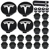 YISIZES Aero Radkappen-Set, Tesla Radnaben-Mittelabdeckungen Radmutterkappen für Tesla Model 3, Modell Y, Modell S, Modell X, Silber-Log