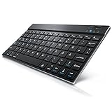 CSL - Ultra Slim Bluetooth Tastatur Aluminium-Gehäuse - Deutsches Tastatur-Layout - schwarz Silber - Layout optimiert kompatibel mit Apple Produkte - Anwendung auch für PC Android G