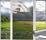 Spiegelfolie Fenster Sichtschutz Selbstklebend Fensterfolie Wärmeisolierung Reflektierende Dachfenster Folie Sonnenschutzfolie UV-Schutz Innen oder Außen für Haus Geschäfte Büro (Silber, 40 x 200 cm)