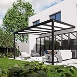 Pratt & Söhne Terrassenüberdachung aus Aluminium 506 x 357 x 285 cm - Pavillon inkl. Hohlkammerplatten Opal - Carport Pergola V