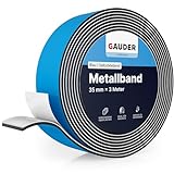 GAUDER Metallband selbstklebend blau I Ideal für Tonies®-Figuren & -Regale I Ferroband I Magnetband für Magnete I Eisenband I Stahlband (3m)