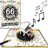 bentino PopUp Geburtstagskarte mit MUSIK-Effekt, spielt den Song mit 66 Jahren (Coverversion), Din A5 Set mit Umschlag, stimmungsvolle Glückwunschkarte, Original Grußk