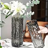 QEEYON Vase Glas Zylinder Blumenvase Modern Glasvasen für Dekorative 30 x 10cm Schwarze glasvase Blumenvase aus Kristallglas Irregulär Vasen für Home Office Party Dek