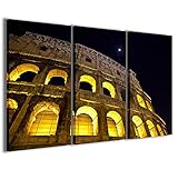 Druck auf Leinwand Roma Italien, Colosseo I Moderne Bilder in 3 Paneelen bereits eingearbeitet, zukunftsbereit für Appeso, 120 x 90