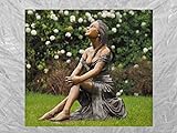 IDYL Bronze-Skulptur Sitzende Frau | 85x46x82 cm | Klassische Bronze-Figur handgefertigt | Gartenskulptur oder Wohnbereich-Dekoration | Hochwertiges Kunsthandwerk | W