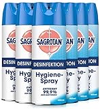Sagrotan Hygiene-Spray (Aerosol) Desinfektionsspray (für Textilien und Oberflächen im Haushalt, Sprühflasche im praktischen Vorteilspack) 6 x 400