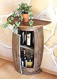 DanDiBo Wandtisch halbrund Tisch Weinregal Weinfass 0373-R Braun Schrank Fass aus Holz 73 cm Beistelltisch Konsole Wandkonsole B