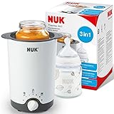 NUK Thermo 3in1 Babyflaschenwärmer | schonendes Auftauen, Erwärmen und Warmhalten von flüssiger und breiförmiger Nahrung | Korb zum einfachen Herausnehmen | EU-Steck