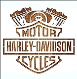 Boutique d'isacrea Schablone 28 x 28 cm Kunststoff Mylar Logo Harley Davidson Twin Cam, beig