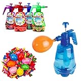 Renopfect 1 Stück Wasserballon Pumpe Mit 500 Wasserbomben Kinder 1,5L Air Balloon Pumpen Set Sommer Outdoor Wasserspielzeug Wiederverwendbare Wasserpumpen, Wasserfüllballonpumpe Kit (Zufällige Farbe)