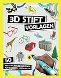 3D Stift Vorlagen: Kreative Malschablonen für Mädchen und Jungs - Eifelturm, Brandenburger Tor, Einhorn, Dinosaurier, Schmuck, Bagg