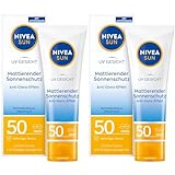 NIVEA SUN UV Gesicht Mattierender Sonnenschutz LSF 50 (50 ml), nicht fettende Sonnencreme für das Gesicht, sofort wirksame Sonnenmilch mit leichter Textur (Packung mit 2)