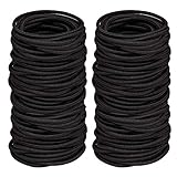 TIYUPA 100 Stück elastische Haarbänder, 2 mm elastische Haargummis, Pferdeschwanzhalter, große Haargummis ohne Metall, sanfte Gummibänder für Damen, Herren, Mädchen, Kinder, Schw