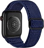 EKINS Für Apple Watch 10 Uhrenarmbänder 44 mm 45 mm 42 mm 49 mm 41 mm 40 mm 38 mm für Damen und Herren, dehnbare Solo-Loop-Sportbänder aus weichem Nylon für IWatch SE-Serie 10 9 8 7 6 5 4 3 2 1(Midnig