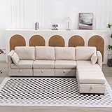 DuraB Sofa, Soft Sektional U-förmigen Sofa mit Lagerung, lässig Spleißen kann Doppelbett Sofa verwenden, Armlehnen faltbar Leinengewebe, extra breite Liegesofa für Wohnzimmer (Beige)