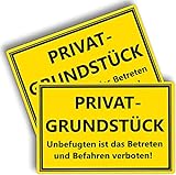 2 Stück - Privatgrundstück Schilder - (30x20 cm - 3 mm Kunststoff) - Betreten und Befahren verboten - Schild Privatgrundstück - Privatweg - Zutritt verboten - Durchgang Privat - Betreten Verb
