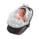 Leanbe Fußsack Baby Einschlagdecke für Winter geeignet für Kinderwagen Babyschale Babyfußsack Babybett Autositz Buggy (Herz weiß)