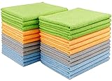 AIDEA Microfasertücher Mikrofasertücher 24 Pack, Wiederverwendbare Mikrofasertuch ReinigungstüCher, Fusselfrei, Streifenfrei Staubtuch für Haus, Küche, Auto, Motorrad, Fenster, 30 X 40