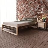 Holzbett Graatsia 140x200 mit Rollrost, Hölzernes Kopfteil, Fußteil und Seitenteile in Wenge-Farbe, Einzelbett, Kinder-und Erwachsenenbett, einfach zu montieren, Skandinavischer S