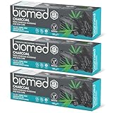 BIOMED – Holzkohle-Zahnpasta 3x100g, sanfte Aufhellung und Zahnfleischpflege, stärkt und stellt den Zahnschmelz wieder her, entfernt Plaque, erfrischt den Atem, frei von Fluorid, SLS, PEG, S