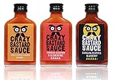 Crazy B Sauce - 3er Set - Extreme Scharfe Chilisauce mit der Schärfste Chilis der Welt - Ghost Pepper, Trinidad Scorpion, und Carolina Reaper - Geschenkset für Chili-liebhab