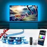 Aigostar TV Beleuchtung Alexa 2 m, RGB WiFi LED TV Backlight with 28-Button IR Fernbedienung for 32-60 Inch TV and PC, Compatible with Alexa/Google Home, Musik Sync, 16 Million C