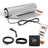 EH Expert AluPROFI -80 W/m²- 10 m² -Heizmatten-Set für schwimmende Bodenbeläge –Elektrische Fußbodenheizung für Vinyl, Laminat, Parkett– mit WLAN-Touchthermostat und Installationsmaterial (Schwarz)