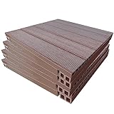 NATERIAL - 4 Stück Terrassenplatten Java- 50x50 cm - 1 m² - Holzoptik - WPC - Braun - Balkonfliesen -T