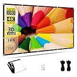 Beamer Leinwand 150 Zoll, TOWOND 16:9 HD projektor leinwand Faltbare und tragbare Anti-Falten Doppelseitige Outdoor Movie leinwand Projektion Indoor für Heimkino 130×73 Z