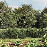 TJROO Gartenzaun aus Metall mit Heringen, anthrazit, 1,4 x 10 m, verzinkter Stahl, bietet zusätzlichen Korrosionsschutz, multifunktionales Zaun mit Steckdesig