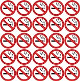 25 Stück Rauchen verboten Aufkleber Ø 6 cm rund mit UV Schutz Warnzeichen für Außen-und Innenbereich Verbotszeichen Rauchen Nicht erlaubt Zigaretten N