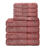 Komfortec 8er Handtuch Set aus 100% Baumwolle, 4 Badetücher 70x140 und 4 Handtücher 50x100 cm, Frottee, Weich, Towel, Groß, Ziegelfarb
