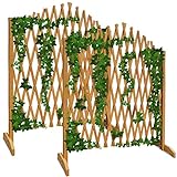 GARDEBRUK® 2er Set Rankgitter Gartenzaun bis 200cm ausziehbar faltbar Garten Balkon Spalier Rankhilfe Holzzaun Pflanzeng