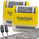 ExtraMark Stempel zum Schutz vor Identitätsdiebstahl – Rollerstempel mit zwei Ersatz-Tintenröhrchen – gelbe Einheit, 2 Stück