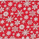 Stoff mit weihnachtlichen Schneeflocken aus Baumwollmischgewebe, Meterware, zum Nähen von Dekorationen, Patchwork, Stickereien, Fat Quarters, 112 cm breit, rot, 1 M