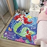 DALIZA Teppich für Karikatur kleine Meerjungfrau Arielle Prinzessin Mode Schlafzimmer Matte Wohnzimmer Büro Kinder Zimmer Fußmatten Home Decor Geschenk 120X180CM