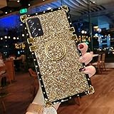 A42 Schutzhülle für Samsung Galaxy A42 5G, glitzernd, niedlich, goldfarben, quadratische Ecken, weich, mit Fingerring, Griff und Ständer, goldfarb